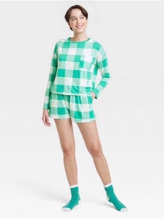 Colsie Other - COLSIE Plaid Pajama & Sock Set, Women’s Medium, Green White